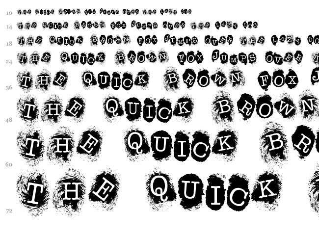 FE Fingerprints Inside font waterfall